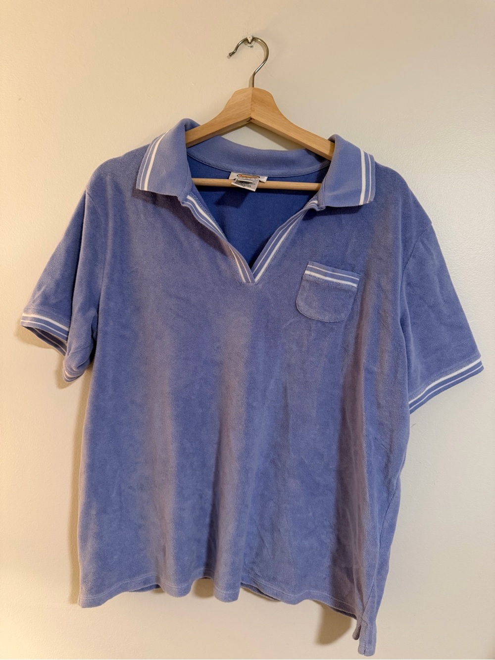 Talbots Woman Periwinkle Terry Cloth Polo Top Size 1X Preppy